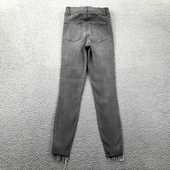 SPANX Womens Size XS Gray Distressed Raw Hem Mid Rise Skinny Ankle Jegging Jeans - Picture 2 of 16